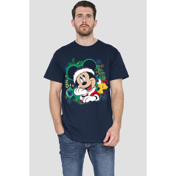 Disney Herr Mickey Mouse Julkrans T-Shirt L Marinblå Navy L