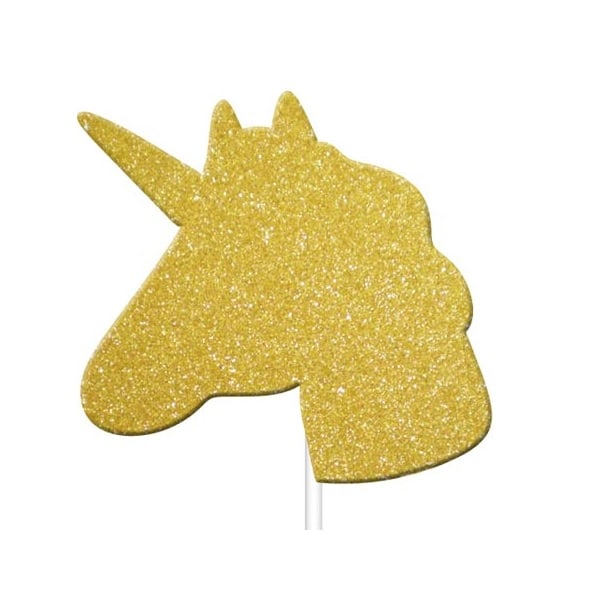 Årsdagshus Enhörning Glitter Cupcake Topper (Förpackning om 12) O Gold One Size