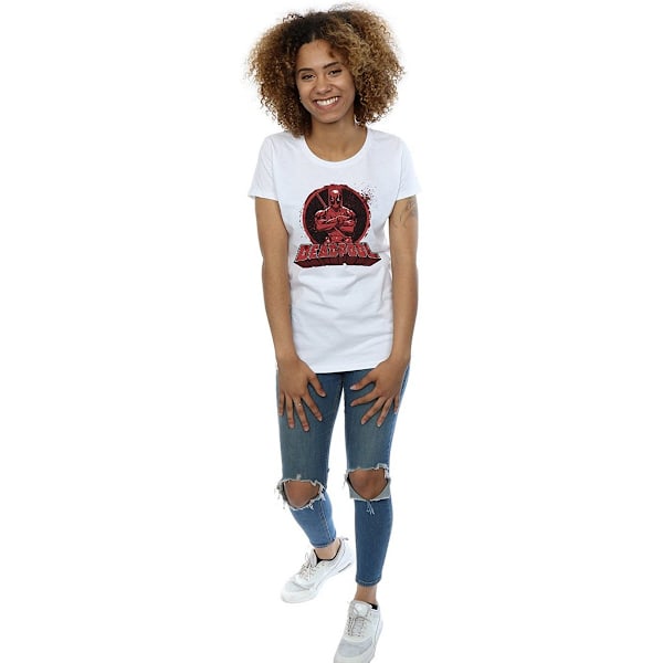 Deadpool Dam T-shirt i bomull med logotyp för kvinnor/damer, storlek XL, vit White XL