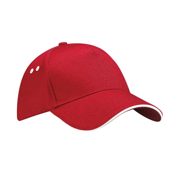 Beechfield 5 Panel Sandwich Peak Baseball Cap One Size Classic Classic Red/White One Size