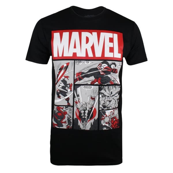 Marvel Heroes Comic T-shirt för män S Svart/Röd/Vit Black/Red/White S