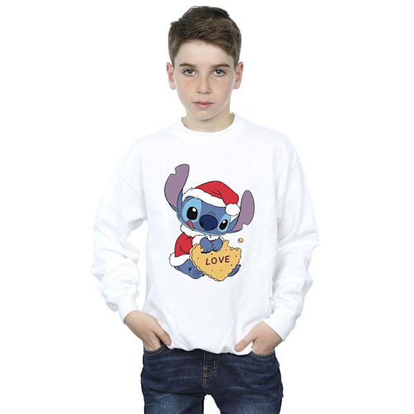 Disney Boys Lilo And Stitch Christmas Love Biscuit Sweatshirt 3 White 3-4 Years
