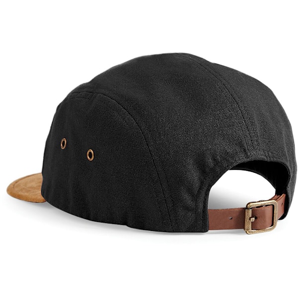 Beechfield Suede Peak 5 Panel Baseball Cap One Size Black Black One Size