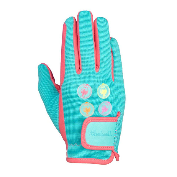 Hy Childrens/Kids Thelwell Collection All Rounder Riding Gloves Pink/Teal/Aquarius L