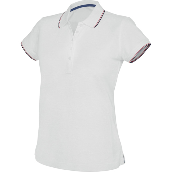Kariban Dam/Kvinnor Kontrast Kortärmad Polotröja XL Vit White XL