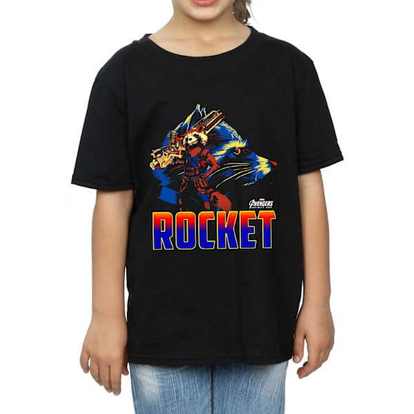 Marvel Girls Avengers Infinity War Rocket Character Bomull T-Sh Black 7-8 Years