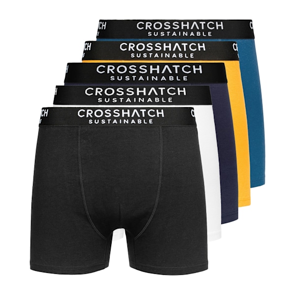 Crosshatch Mens Orlander Boxer Shorts (5-pack) S Svart/Blå/ Black/Blue/Mustard/White S