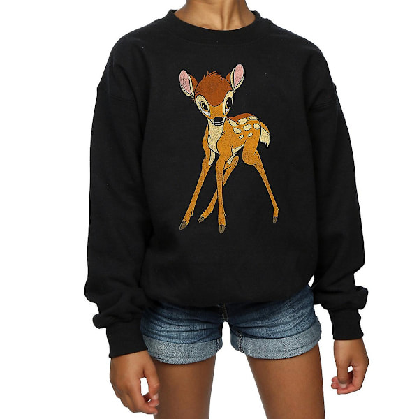 Bambi Girls Classic Cotton Sweatshirt 9-11 år Svart Black 9-11 Years