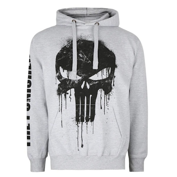 The Punisher Mens Skull Heather Hoodie M Grey Grey M