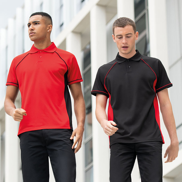 Finden & Hales Herr Panel Performance Sports Polo T-Shirt L Röd Red/Black L