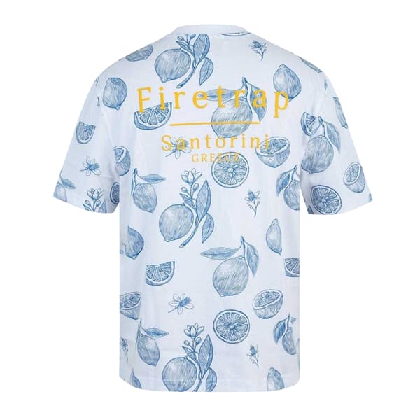 Firetrap Herr Lemon Heltäckande Tryck Oversized T-Shirt M Vit White M