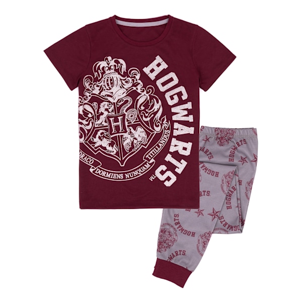 Harry Potter Pyjamas med glitter och Hogwarts-vapen för flickor, 5-6 år, röd/grå Red/Grey 5-6 Years