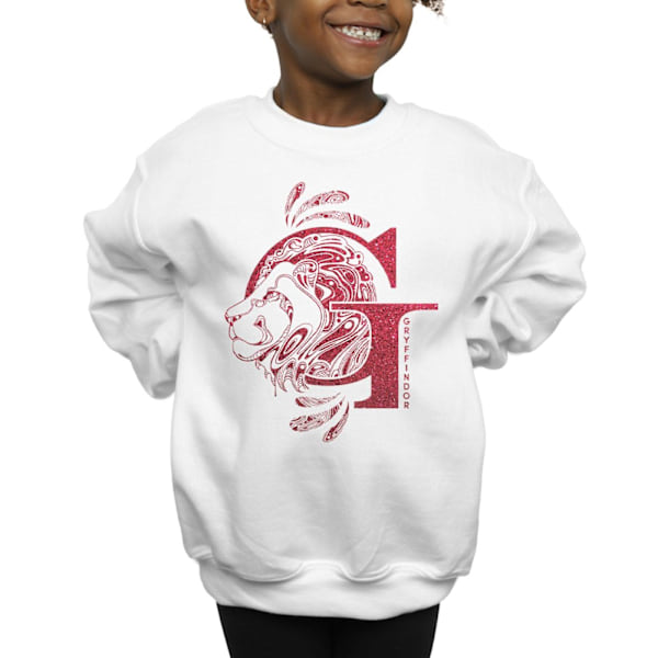 Harry Potter Flickor Gryffindor Glitter Sweatshirt 7-8 År Vit White 7-8 Years