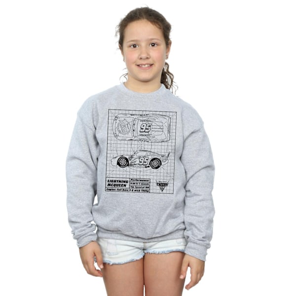 Disney Girls Cars Lightning McQueen Blueprint Sweatshirt 12-13 Sports Grey 12-13 Years