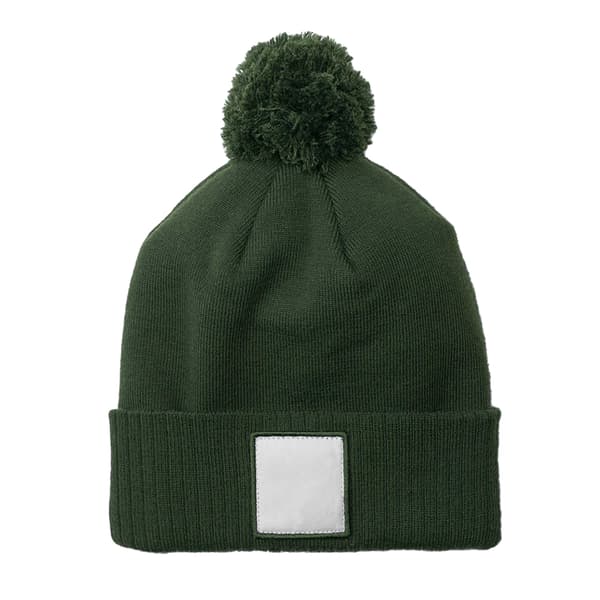 Beechfield Pom Pom Appliqué Patch Mössa En Storlek Olivgrön/Vit Olive Green/White One Size