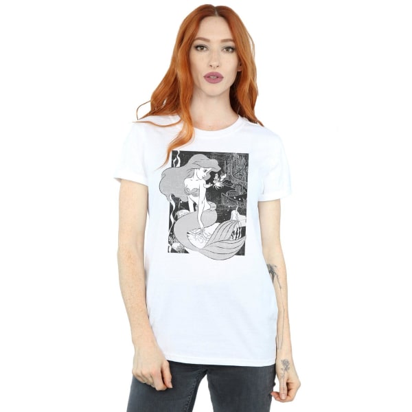 Den lilla sjöjungfrun dam/dam bomull pojkvän T-shirt XL Wh White XL