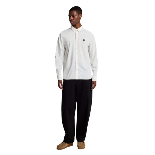 Lyle & Scott Långärmad Bambuskjorta för Herr M Vit White M