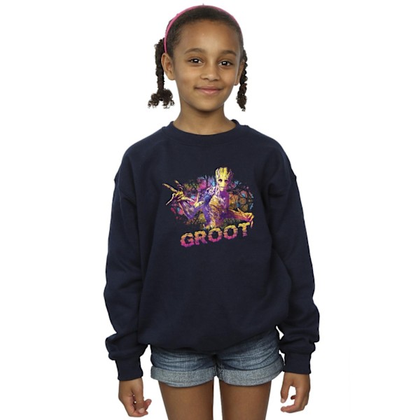 Marvel Girls Guardians Of The Galaxy Abstract Groot Sweatshirt Navy Blue 5-6 Years