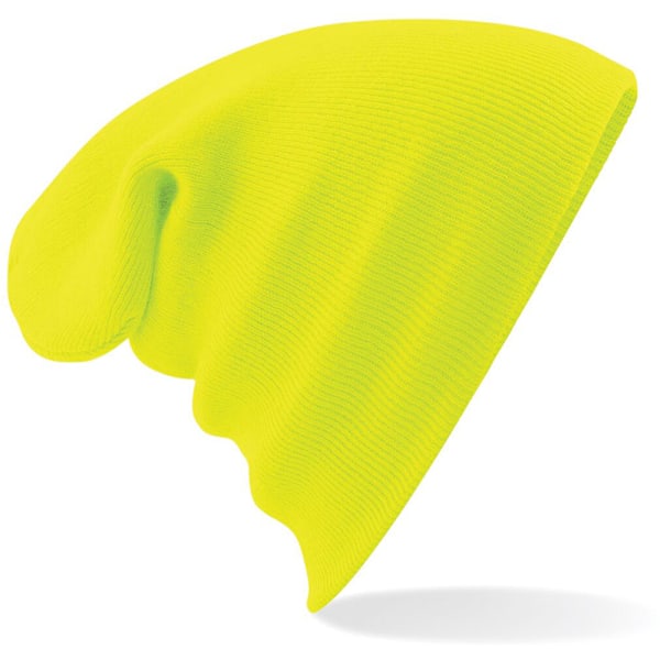 Beechfield Soft Feel Stickad Vintermössa En Storlek Fluorescerande Gul Fluorescent Yellow One Size