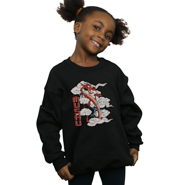 Disney Girls Mulan Mushu Dragon Sweatshirt 9-11 år Svart Black 9-11 Years