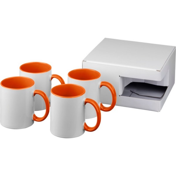 Kula keramiska sublimeringsmugg Set (paket med 4) One Size Wh White/Orange One Size