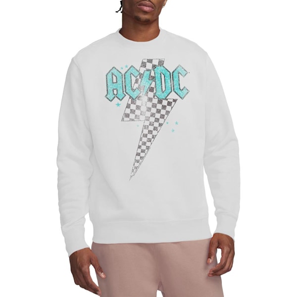 AC/DC Unisex Vuxen Skewed Checkerboard Bolt Sweatshirt M Vit White M