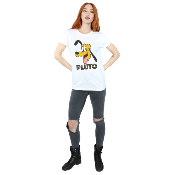 Disney Dam/Kvinnor Pluto Ansikte Bomull Boyfriend T-Shirt L Vit White L