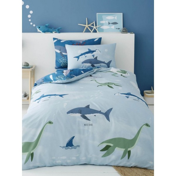 Sea Dino Shark Cover Set Single Blue Blue Single