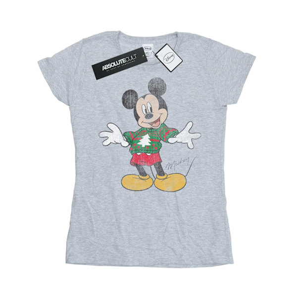 Disney Dam/Kvinnor Musse Pigg Jultröja Bomull T-shirt Sports Grey M