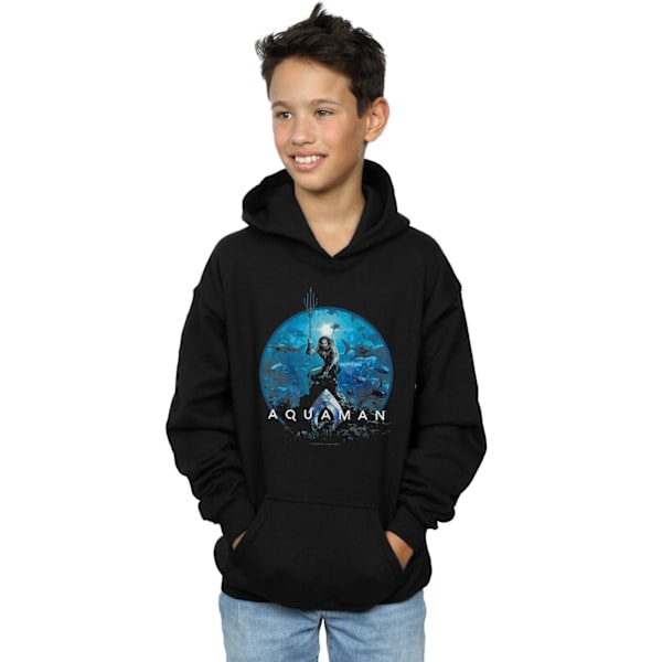 DC Comics Boys Aquaman Circle Poster Hoodie 9-11 år Svart Black 9-11 Years