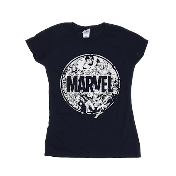 Marvel Comics Dam/Kvinnor Logotyp Karaktär Infill Bomull T-Shir Navy Blue XXL