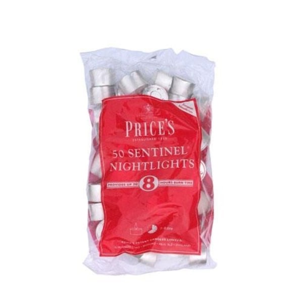 Prices Candles Sentinel Nattljus (Förpackning om 50) 1,2 kg Vit White 1.2kg