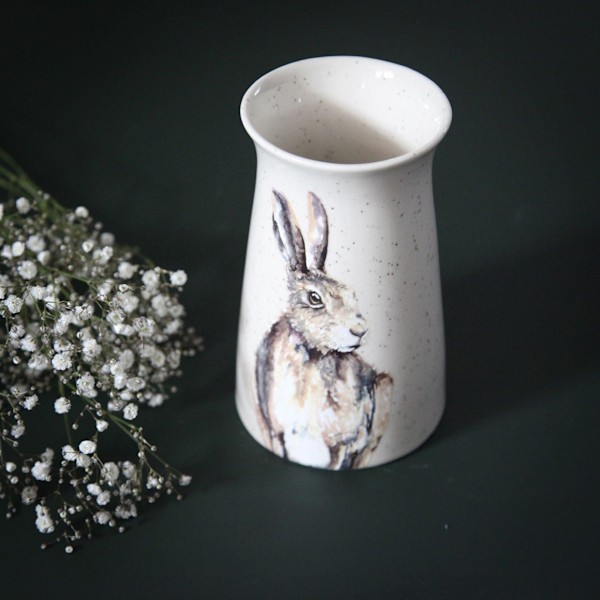 Meg Hawkins Liten Keramisk Vas - Hare 11 x 17.8cm En Storlek Whi White One Size