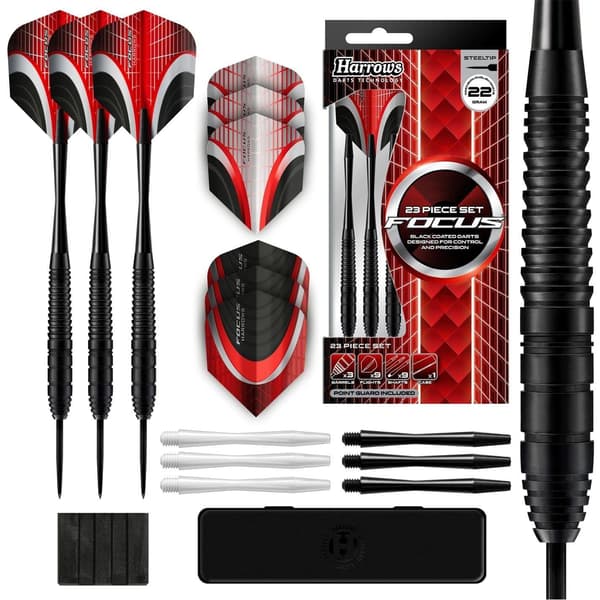 Harrows Focus Dartset (25-pack) 22g Svart Black 22g