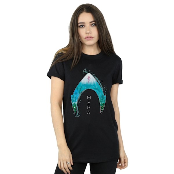 DC Comics Dam/Kvinnor Aquaman Mera Ocean Logo Bomull Pojkvän Black L