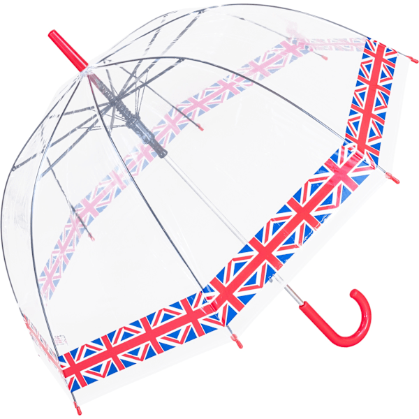 X-Brella Union Jack Trim Dome Paraply En Storlek Genomskinlig/Röd Clear/Red One Size