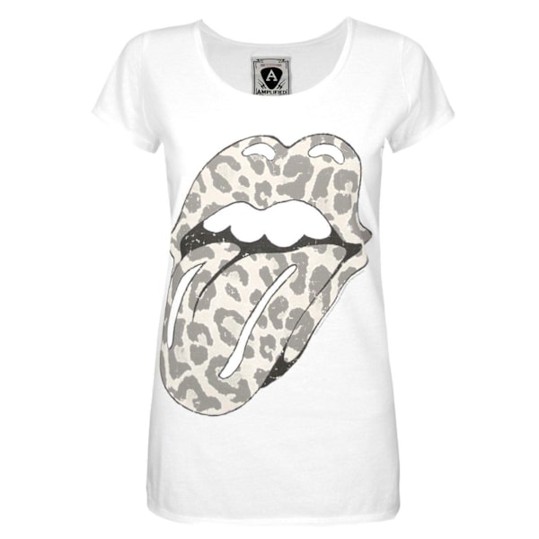 Amplified Womens/Ladies Leopard Lick The Rolling Stones Scoop N White S
