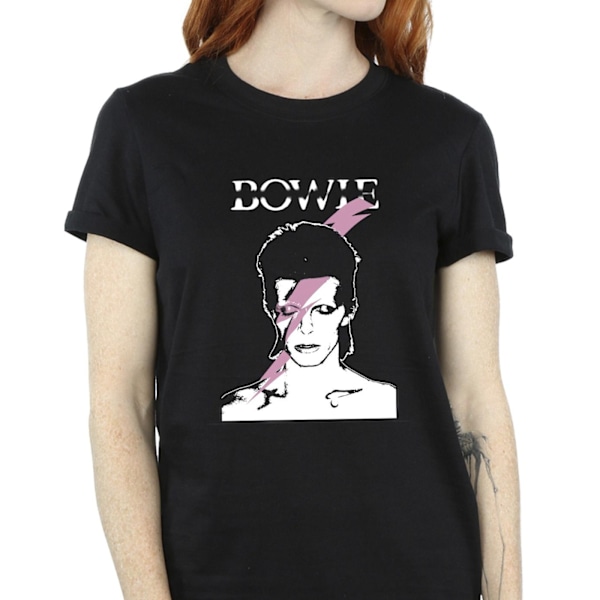 David Bowie Dam/Kvinnor Rosa Flash Bomull Pojkvän T-shirt M Black M