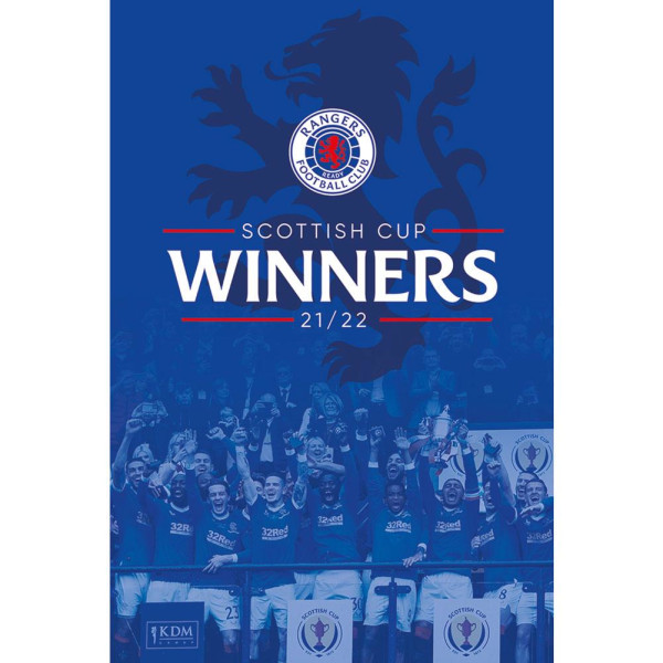 Rangers FC Scottish Cup Winners Affisch 91cm x 61cm Blå/Vit Blue/White 91cm x 61cm