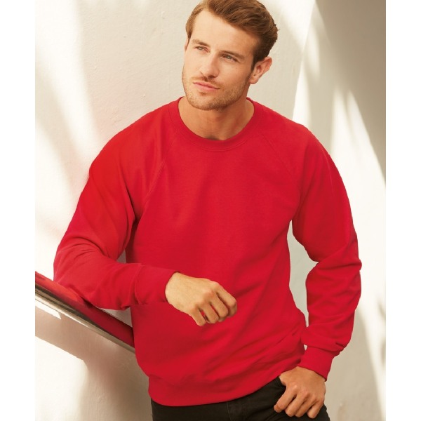 Fruit Of The Loom Lätt raglan sweatshirt för män (240 GSM) Red S