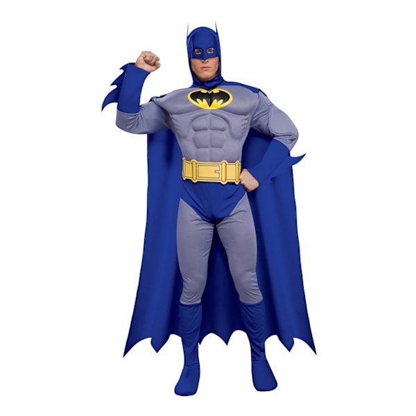 Batman Deluxe Muskler Kostym L Blå/Gul Blue/Yellow L