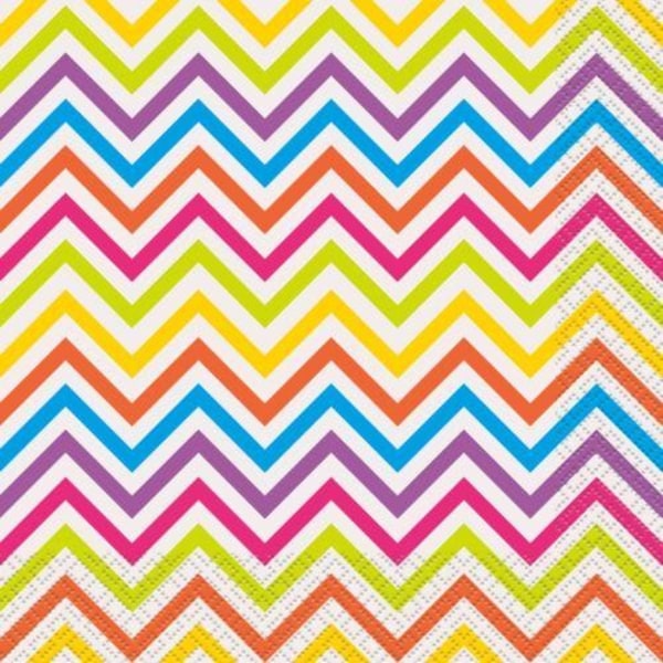Unika party regnbåge papper chevron engångsservetter (förpackning om Multicoloured One Size
