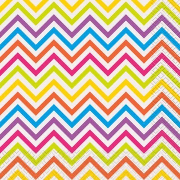 Unika party regnbåge papper chevron engångsservetter (förpackning om Multicoloured One Size