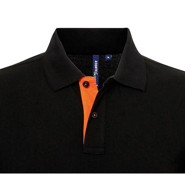 Asquith & Fox Herr Classic Fit Contrast Polo Shirt 3XL Svart/O Black/ Orange 3XL