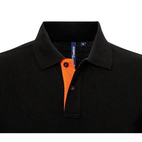 Asquith & Fox Herr Classic Fit Contrast Polo Shirt M Svart/ Ora Black/ Orange M