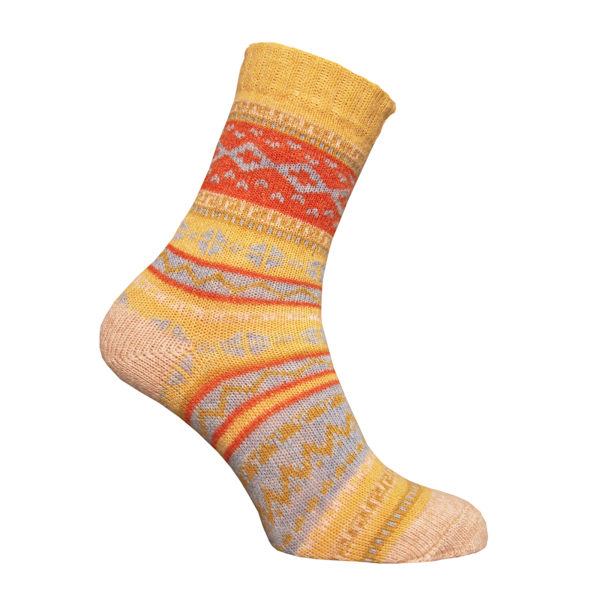 Simply Essentials Dam/Dam Alpaca Ullblandning Nordiska Sockor Yellow/Mint/Orange 4-7 UK
