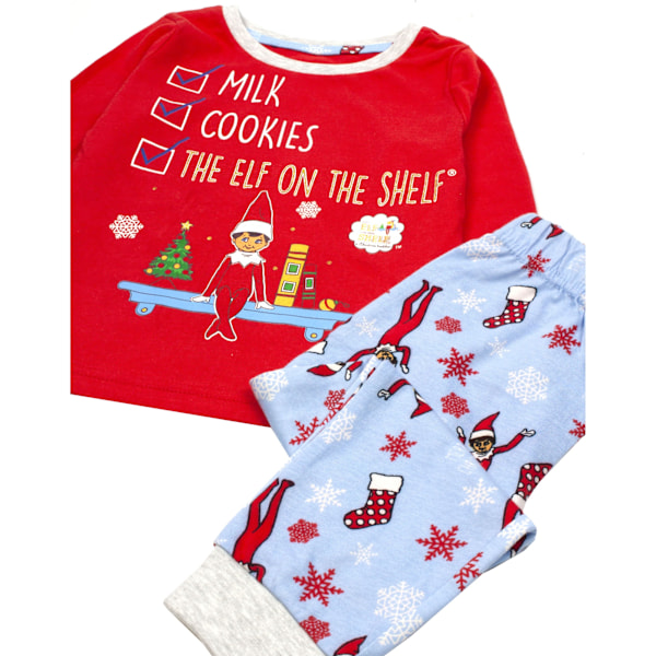 Elf on the Shelf Pyjamas för barn/barn, jul, långa, 1 Red/Blue 18-24 Months