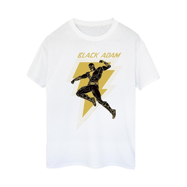 DC Comics Dam/Dam Black Adam Golden Bolt Bröst Bomull Pojkvän T-shirt White S