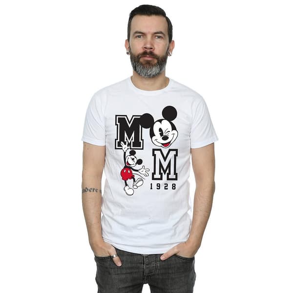 Disney Herr Mickey Mouse Jump & Wink T-shirt i bomull S Vit White S