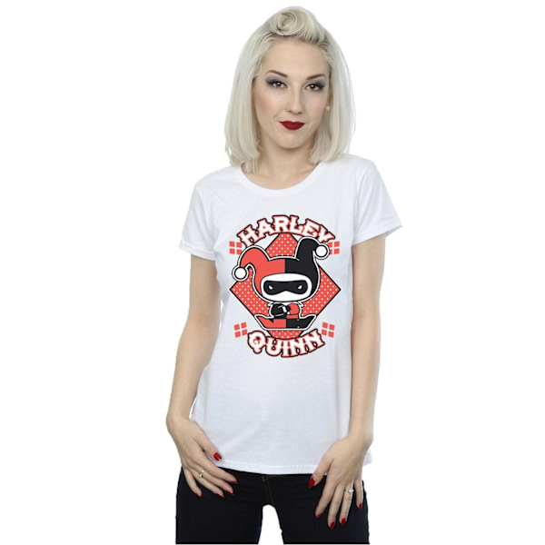 DC Comics Dam/Kvinnor Chibi Harley Quinn Badge Bomull T-shirt White L